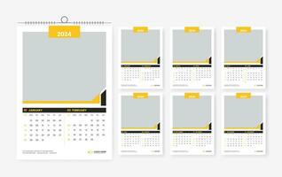 2024 calendar design template, six page 2024 modern print ready calendar design template vector