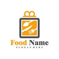 Food Gift logo design Vector. Gift Food logo design template Illustration vector