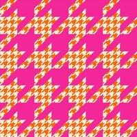 Shinori seamless fabric with goose foot pattern. Clothes background. Houndstooth geometric,Glen check  vector,Orange on PINK background. wrapping,wallpaper,design. vector