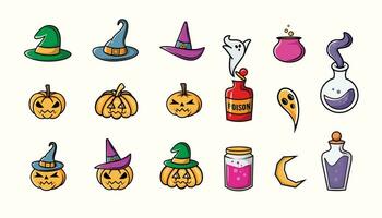 Flat design halloween element vector icon set