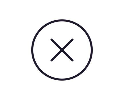 Interface concept. Vector sign drawn in line style. Isolated editable stroke for adverts and UI. Vector line icon of cross inside of circle