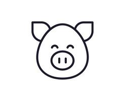 Farm and agriculture symbol. Vector outline pictogram in line style. Editable stroke for UI, adverts, online shops. Isolated line icon of pig