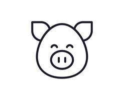 Farm and agriculture symbol. Vector outline pictogram in line style. Editable stroke for UI, adverts, online shops. Isolated line icon of pig