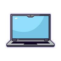 Laptop with Blank Screen Colourful Vector Flat Illustration. Perfect for different cards, textile, web sites, apps