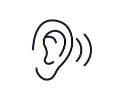 Healthcare concept. Vector sign drawn in line style for web sites, UI, apps, shops, stores, adverts. Editable stroke. Vector line icon of ear