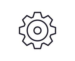 Gear concept. Single premium editable stroke pictogram perfect for logos, mobile apps, online shops and web sites. Vector symbol isolated on white background.