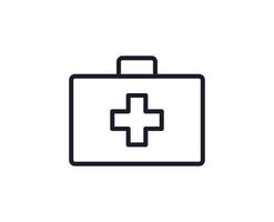 Health symbol. Vector sign for web sites, adverts, UI, internet shops and stores. Editable stroke. Vector line icon of cross on medical suitcase