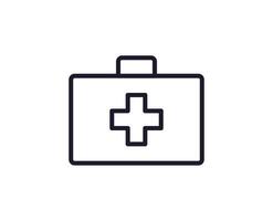 Health symbol. Vector sign for web sites, adverts, UI, internet shops and stores. Editable stroke. Vector line icon of cross on medical suitcase