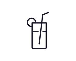 Single line icon of cocktail on isolated white background. High quality editable stroke for mobile apps, web design, websites, online shops etc. vector