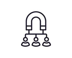 Single line icon of magnet on isolated white background. High quality editable stroke for mobile apps, web design, websites, online shops etc. vector