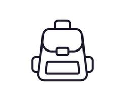 icono de línea de mochila sobre fondo blanco vector