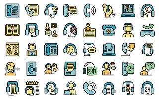 Call a consultant icons set vector line color