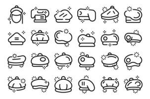 Beret icons set outline vector. French hat vector