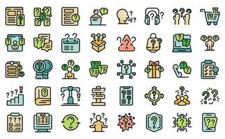 Asking a question icons set vector line color