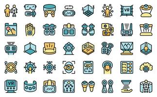 Motion sensor game icons set vector line color