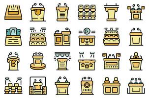 Tribune icons set vector line color