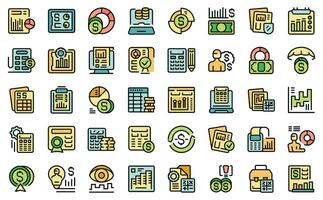 Accounts manager icons set vector line color