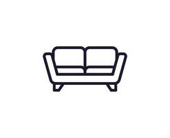 Sofa concept. Single premium editable stroke pictogram perfect for logos, mobile apps, online shops and web sites. Vector symbol isolated on white background.