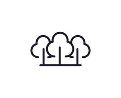 Farm and agriculture sign. Editable stroke drawn with black thin line. Perfect for web sites, UI, adverts, stores, shops. Trendy vector icon of forest or wood