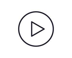 Interface concept. Vector sign drawn in line style. Isolated editable stroke for adverts and UI. Vector line icon of play sign
