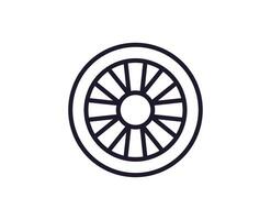Single line icon of wheel on isolated white background. High quality editable stroke for mobile apps, web design, websites, online shops etc. vector