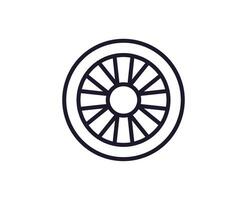 Single line icon of wheel on isolated white background. High quality editable stroke for mobile apps, web design, websites, online shops etc. vector