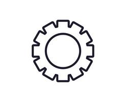 Gear concept. Single premium editable stroke pictogram perfect for logos, mobile apps, online shops and web sites. Vector symbol isolated on white background.