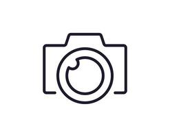 Camera concept. Single premium editable stroke pictogram perfect for logos, mobile apps, online shops and web sites. Vector symbol isolated on white background.