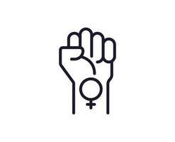 Feminism concept. Modern outline high quality illustration for banners, flyers and web sites. Editable stroke in trendy flat style. Line icon of fem vector