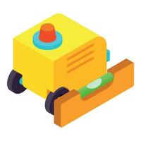 Construction equipment icon isometric vector. Welding machine and building level vector