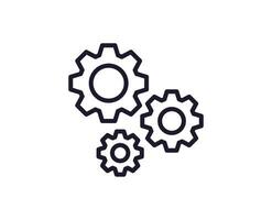 Gear concept. Single premium editable stroke pictogram perfect for logos, mobile apps, online shops and web sites. Vector symbol isolated on white background.