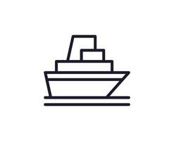 Ship vector line icon. Premium quality logo for web sites, design, online shops, companies, books, advertisements. Black outline pictogram isolated on white background