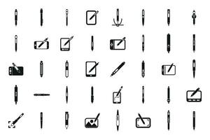 Digital pen icons set simple vector. Graphic tool vector