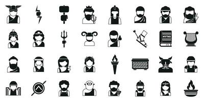 Greek mythology icons set simple vector. Roman god vector