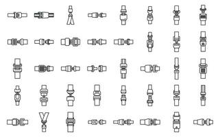 Seat belts icons set outline vector. Safety drive vector