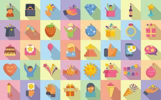 Delight icons set flat vector. Happy woman vector