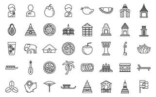 Cambodia icons set outline vector. Asia map vector