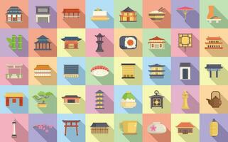 Kyoto icons set flat vector. Real estate vector