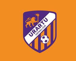 fc urartu ereván club símbolo logo Armenia liga fútbol americano resumen diseño vector ilustración con naranja antecedentes