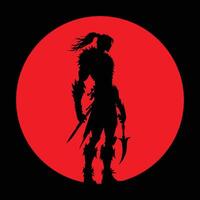 Silhouette of a warrior, Warrior with sword silhouette, Fighter Silhouette with sword vector