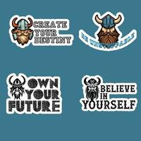 Viking Wisdom Sticker of Inspirational Quotes for Success vector