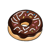 Chocolate Donut Hand Drawn Cartoon Style Illustration AI Generated png