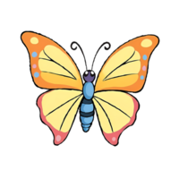 coloré papillon main tiré dessin animé style illustration ai généré png