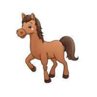 Brown Horse Hand Drawn Cartoon Style Illustration AI Generated png