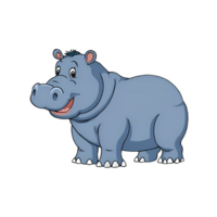 hippopotame main tiré dessin animé style illustration ai généré png