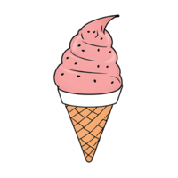 Pink Ice Cream Hand Drawn Cartoon Style Illustration AI Generated png