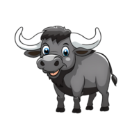 Buffalo Hand Drawn Cartoon Style Illustration AI Generated png