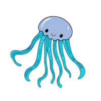 Jellyfish Hand Drawn Cartoon Style Illustration AI Generated png