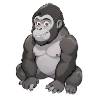 gorilla hand dragen tecknad serie stil illustration ai genererad png