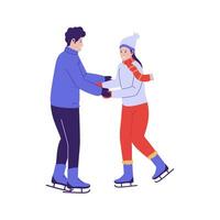 Man and woman romantic in winter season illustration. Flat design illustration vector